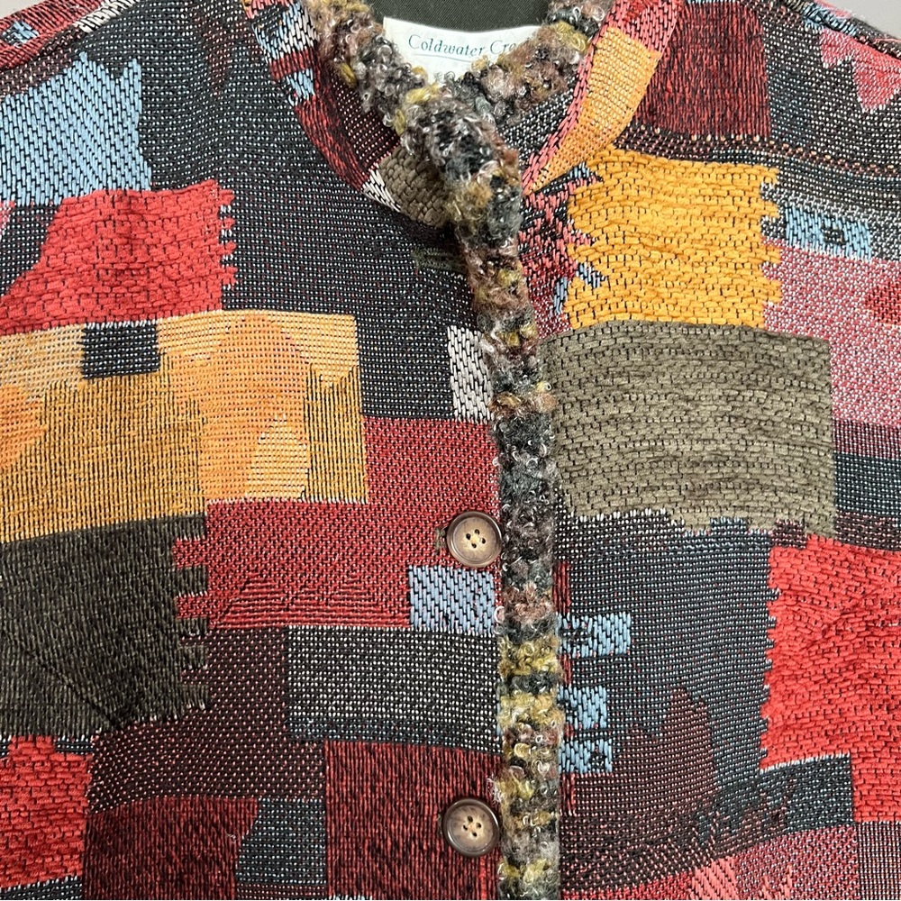 Coldwater Creek Patchwork Vest Multi SZ S Boho Hipster Artsy Cabincore Grandma - Picture 3 of 10